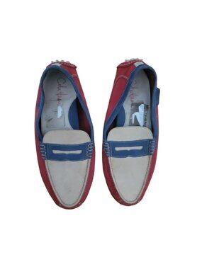 Cole Haan Driving Loafers Size US 12 Red Blue Cream Suede UK 11 EU 45 Vintage